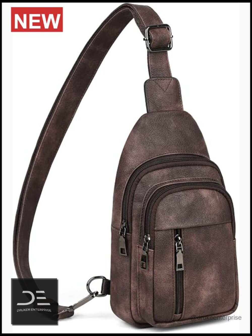 Vegan Leather Sling Bag Crossbody Fanny Pack Adjustable Travel Purse